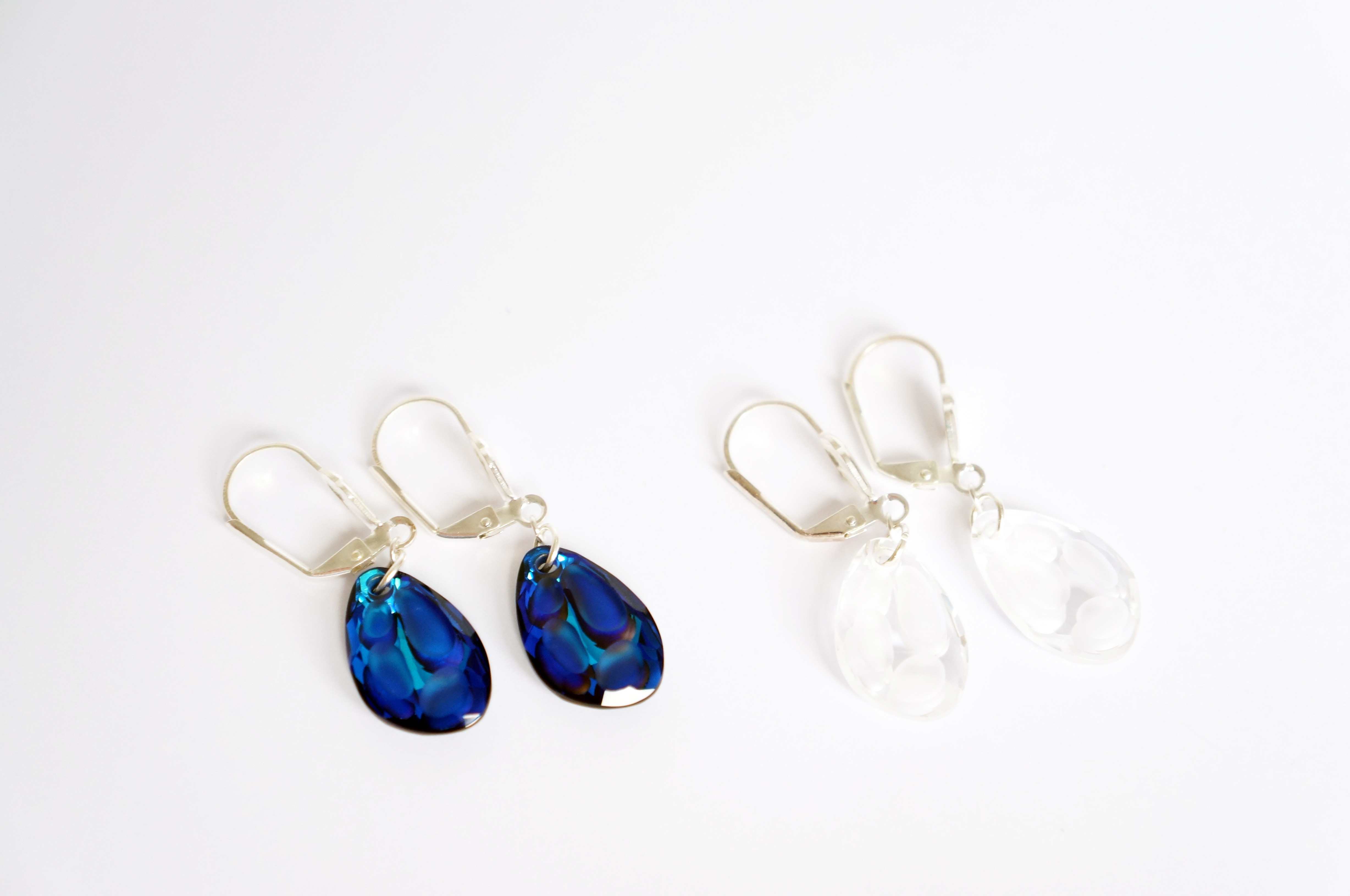 Boucles D Oreilles Pendantes Bleues En Cristal De Swarovski Les B