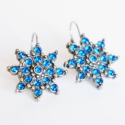 Blue star or flower earrings