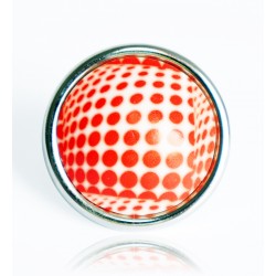 White and red polka dot ring