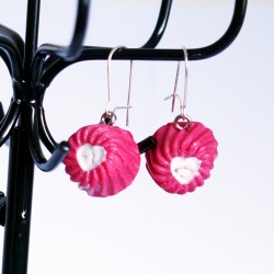 Pink flan earrings