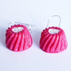 Pink flan earrings