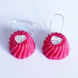 Pink flan earrings