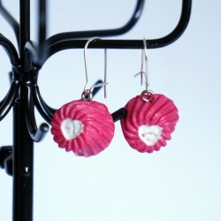 Pink flan earrings