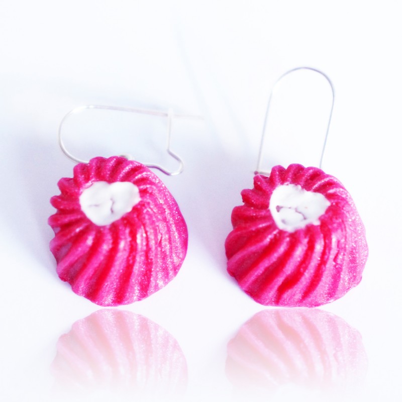 Pink flan earrings