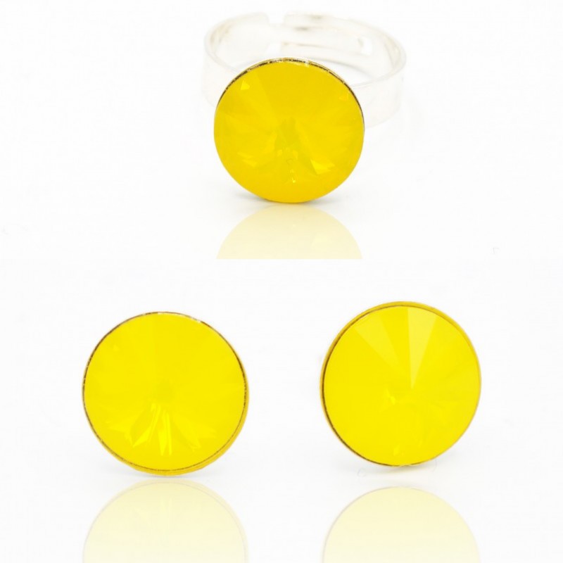 Yellow Opal" earrings and ring set