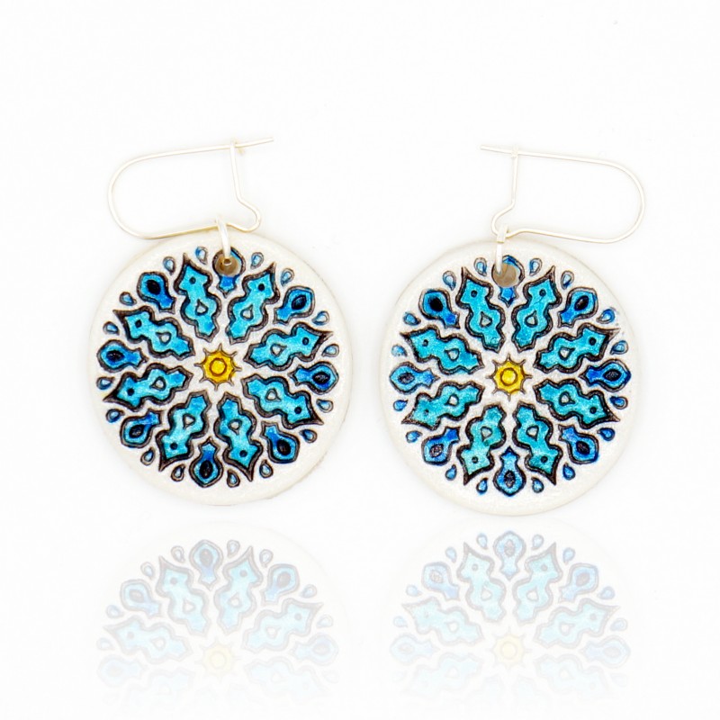 Blue mandala earrings