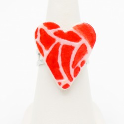 Red and white heart ring