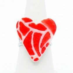 Red and white heart ring