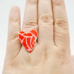 Red and white heart ring