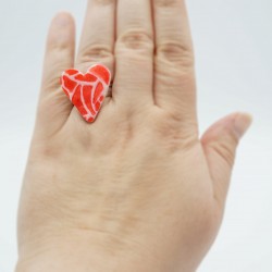 Red and white heart ring