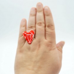 Red and white heart ring