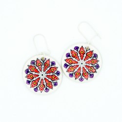 Red and purple mandala earrings