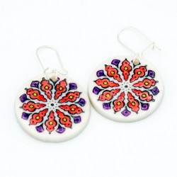 Red and purple mandala earrings