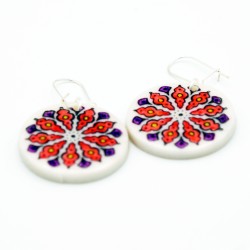 Red and purple mandala earrings