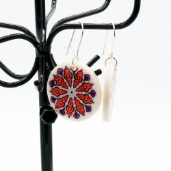 Red and purple mandala earrings