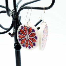 Red and purple mandala earrings