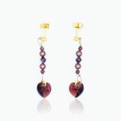 "Heart" earrings in old rose with a gold base.