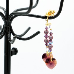 "Heart" earrings in old rose with a gold base.