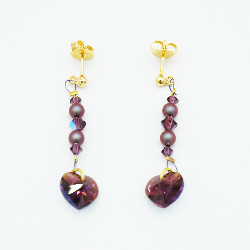 "Heart" earrings in old rose with a gold base.