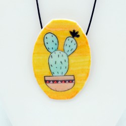 Pendentif collier long cactus