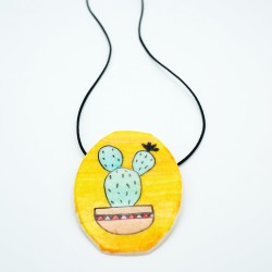 Pendentif collier long cactus