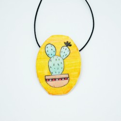 Pendentif collier long cactus