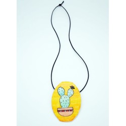 Pendentif collier long cactus