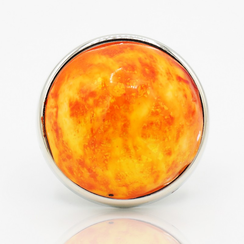 Grande bague fantaisie ronde orange