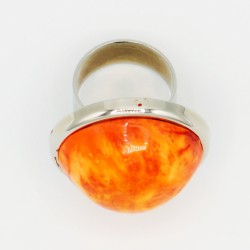 Grande bague fantaisie ronde orange