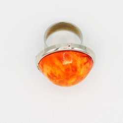 Grande bague fantaisie ronde orange