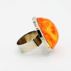 Grande bague fantaisie ronde orange