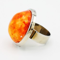 Grande bague fantaisie ronde orange