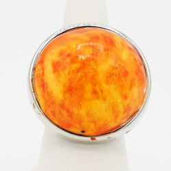 Grande bague fantaisie ronde orange