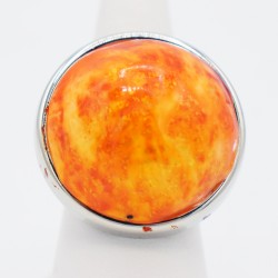 Grande bague fantaisie ronde orange