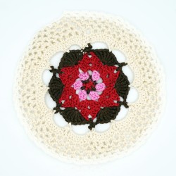 copy of Round doily in marron, beige, pink and blue