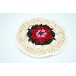 copy of Round doily in marron, beige, pink and blue