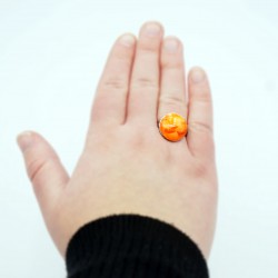 Petite bague fantaisie ronde orange