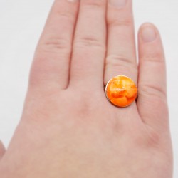 Petite bague fantaisie ronde orange