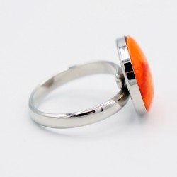 Petite bague fantaisie ronde orange