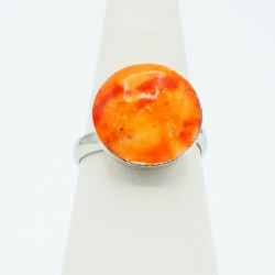 Petite bague fantaisie ronde orange