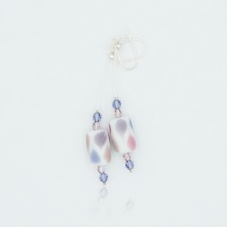 Boucles d'oreilles fantaisie blanc, bleu et rose