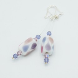 Boucles d'oreilles fantaisie blanc, bleu et rose