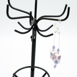 Boucles d'oreilles fantaisie blanc, bleu et rose