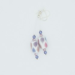 Boucles d'oreilles fantaisie blanc, bleu et rose