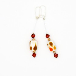 Boucles d'oreilles fantaisie blanc, orange et marron