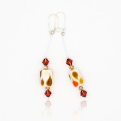 Boucles d'oreilles fantaisie blanc, orange et marron