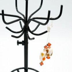 Boucles d'oreilles fantaisie blanc, orange et marron