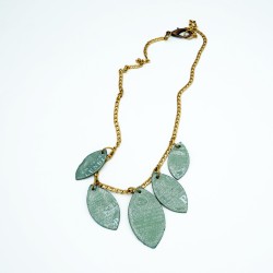 Mid-length costume necklace in khaki and gold